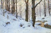 Walter Moras Bachlauf im Winterwald. oil painting reproduction